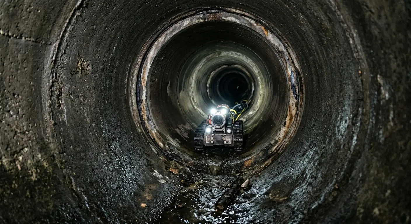 Robotic sewer camera inspecting pipe interior for Drain Snake Service in Baltimore